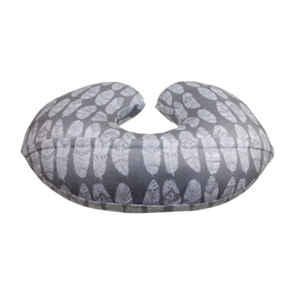 Minky Nursing Pillow Slipcover Gray Feathers Baby